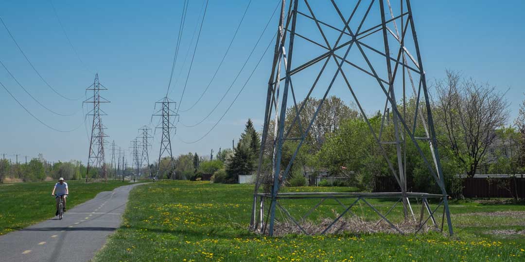 power lines and riding a bike