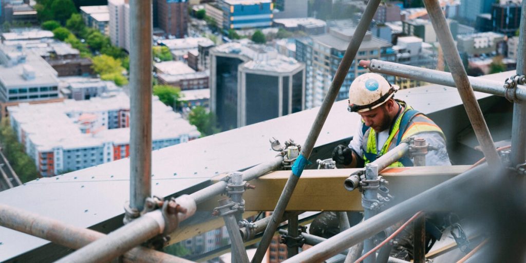 worker on a skyscraper