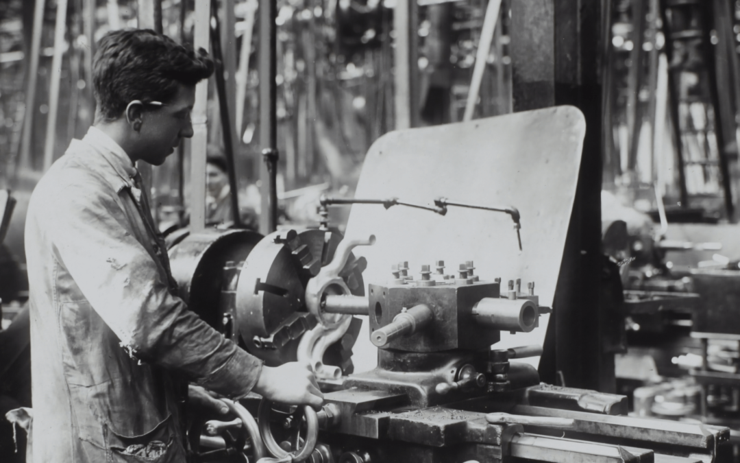 old picture of an apprentice working