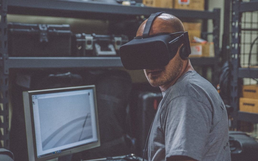 worker wearing a virtual reality headset