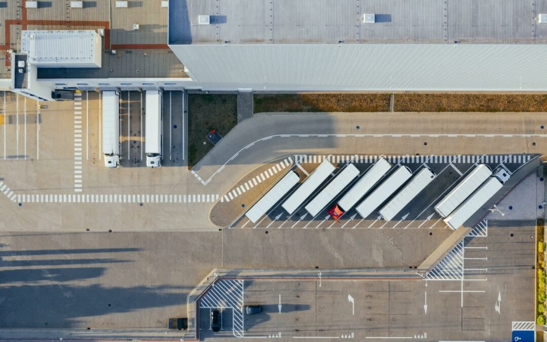 overhead view of a warehouse