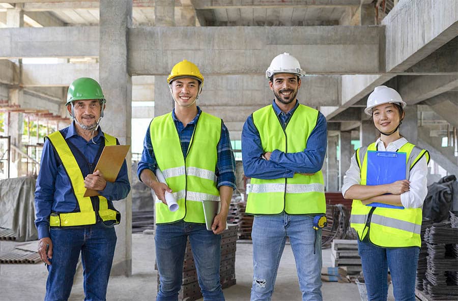 Team of construction workers